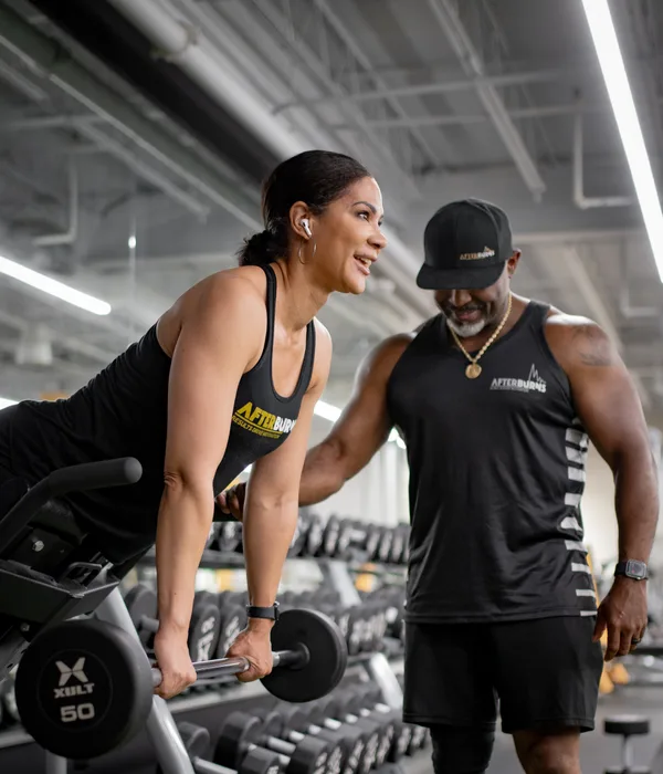 Client performing a goblet squat with perfect form